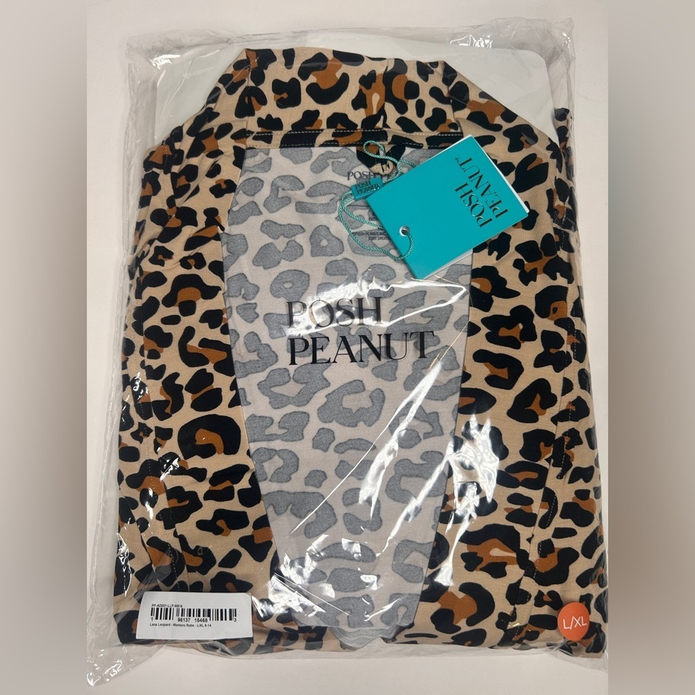 NEW Posh Peanut Women’s Lana Leopard Print Robe Size L/XL. Viscose Bamboo - Picture 13 of 15